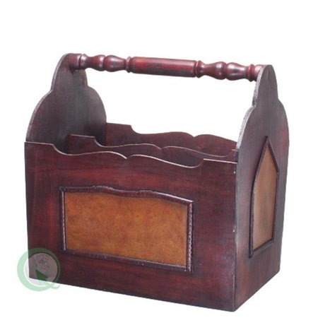 AURIC Handcrafted Decorative Wooden Magazine Rack with Handle AU118167